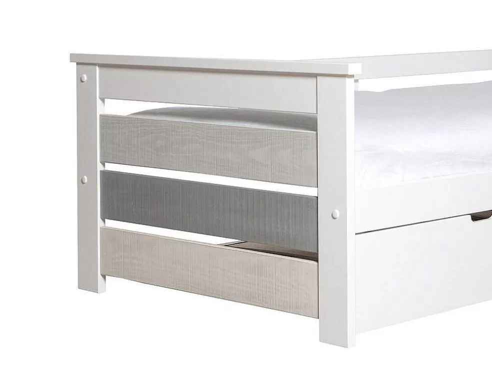 Vente-unique Cama Dupla Banco 2X90X190 Cm Mdf Branco - Celiane* Cama Dupla