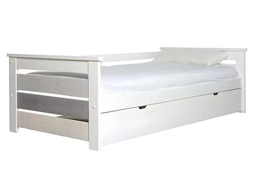 Vente-unique Cama Dupla Banco 2X90X190 Cm Mdf Branco + Colchões - Celiane* Cama Dupla