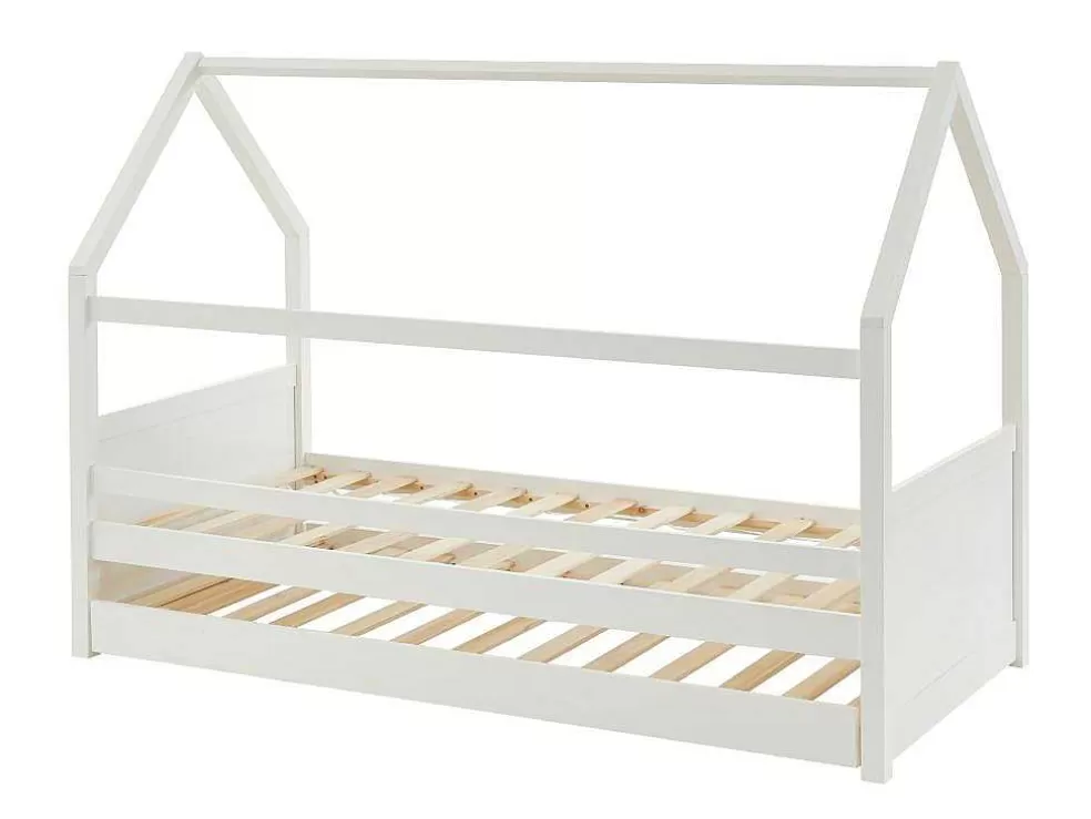 Vente-unique Cama Dupla Cabana De 2 X 90 X 190 Cm Em Pinho Cor Branco + Colchão - Hurra* Cama Dupla