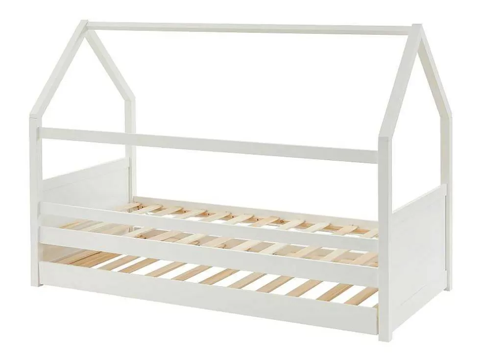 Vente-unique Cama Dupla Cabana De 2 X 90 X 190 Cm Em Pinho Cor Branco - Hurra* Cama Dupla