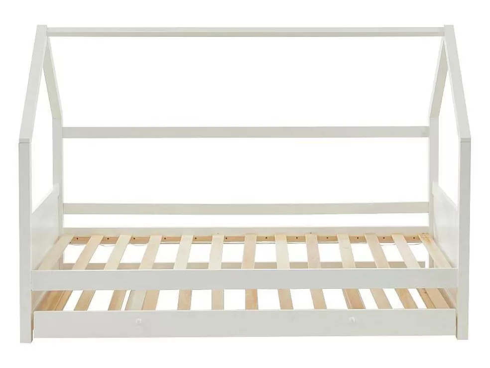 Vente-unique Cama Dupla Cabana De 2 X 90 X 190 Cm Em Pinho Cor Branco - Hurra* Cama Dupla