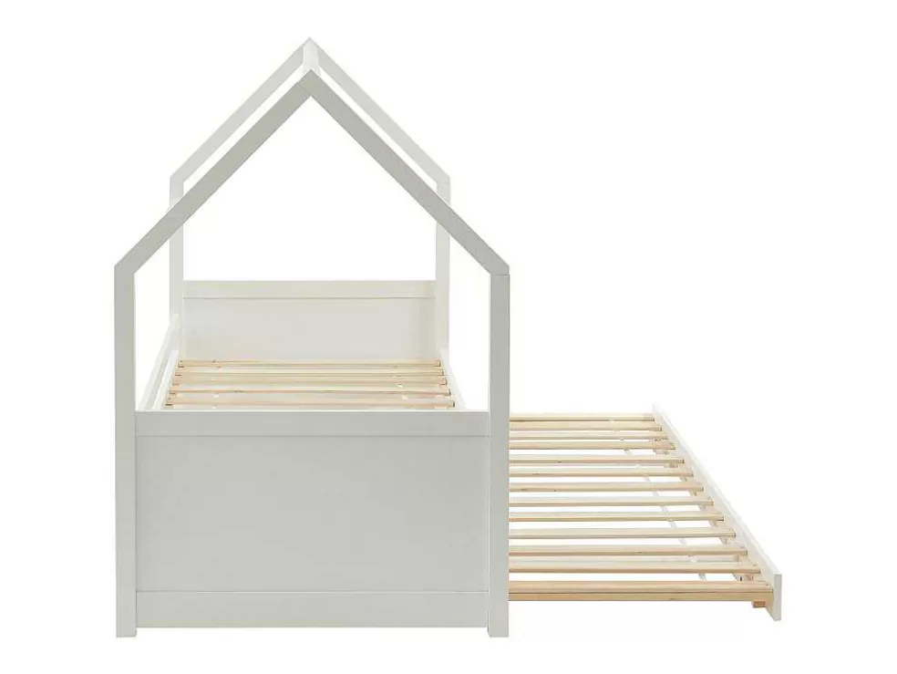 Vente-unique Cama Dupla Cabana De 2 X 90 X 190 Cm Em Pinho Cor Branco - Hurra* Cama Dupla
