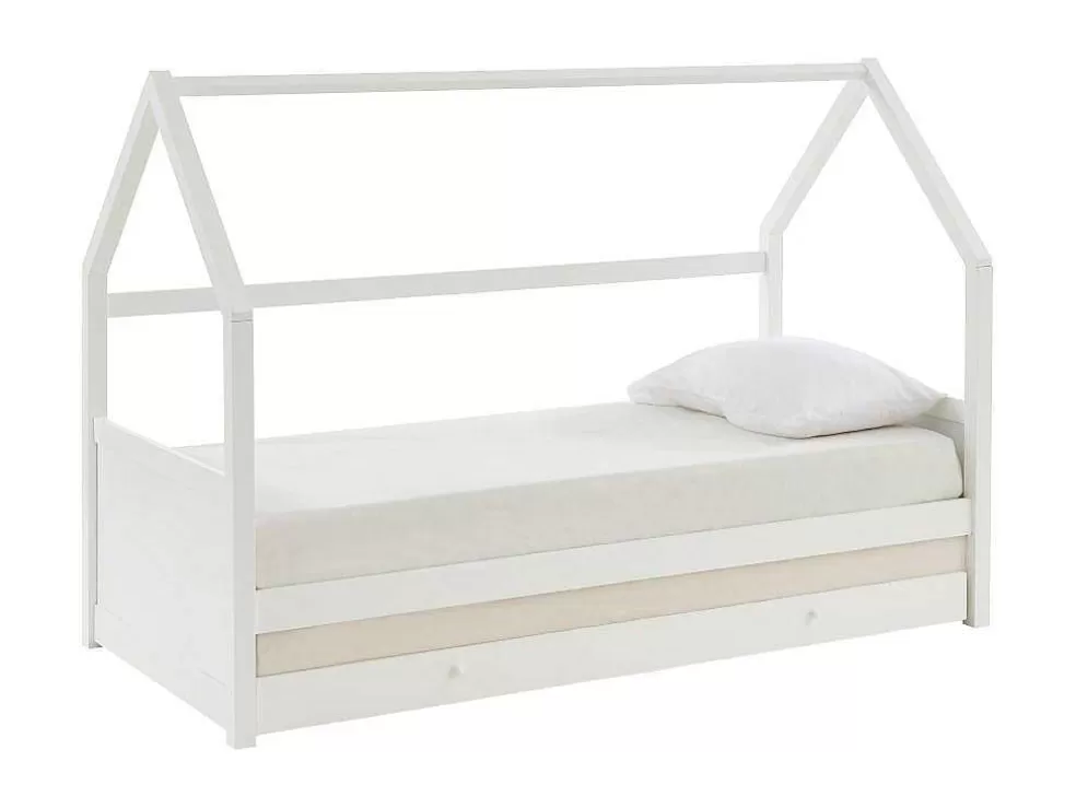 Vente-unique Cama Dupla Cabana De 2 X 90 X 190 Cm Em Pinho Cor Branco - Hurra* Cama Dupla