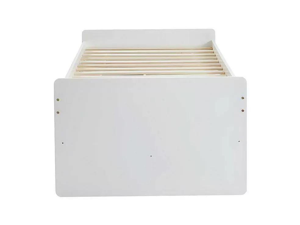 Vente-unique Cama Dupla Com 3 Gavetas De 90 X 190 Cm Em Mdf E Pinho Cor Branco + Colchão - Titouan* Cama Dupla