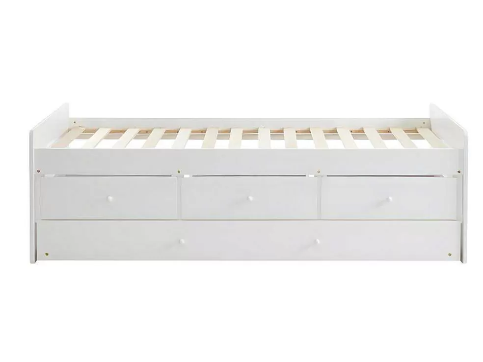 Vente-unique Cama Dupla Com 3 Gavetas De 90 X 190 Cm Em Mdf E Pinho Cor Branco - Titouan* Cama Dupla