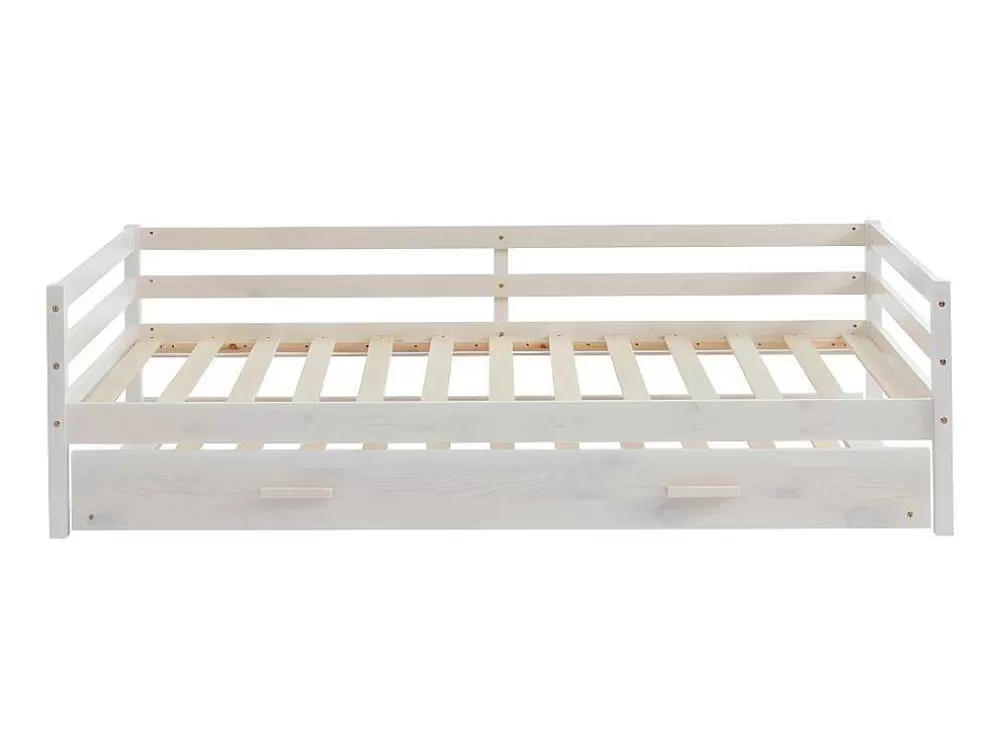 Vente-unique Cama Dupla De 2 X 90 X 190 Cm Em Pinho Macico E Mdf Esbranquicado - Aedan Ii* Cama De Criança