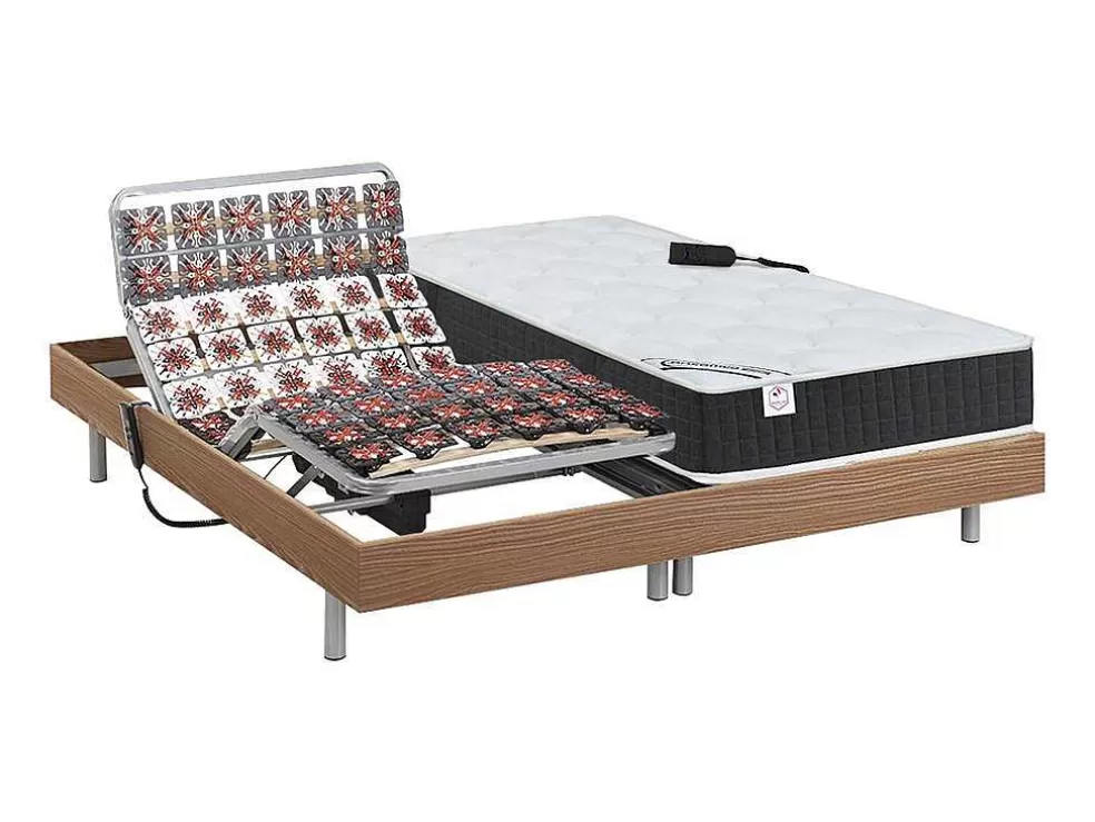 DREAMEA Cama Elétrica Articulada Com Discos De Molas, Colchão De Molas Ensacadas E Memória De Forma - Motores Okin - Carvalho - 2X90X200 Cm - Phanes* Cama Articulada