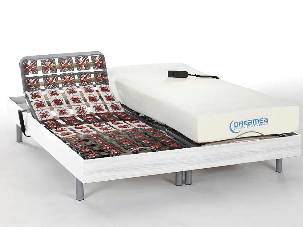DREAMEA Cama Elétrica Articulada Terminais Colchão Memória De Forma - Motores Okin - Branco - 2 X 70 X 190 Cm - Hesiode Iii Da * Cama Articulada