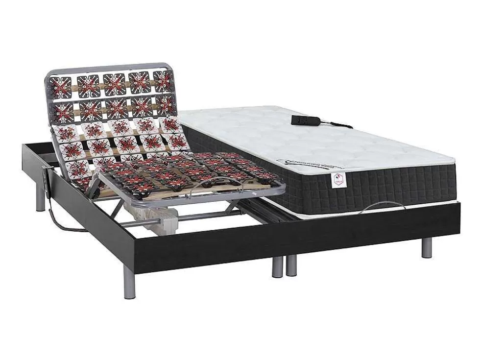 DREAMEA Cama Elétrica Articulada Terminais E Colchão De Molas Ensacadas E Memória De Forma - Motores Okin - Preto - 2X80X200 Cm - Phanes Da * Cama Articulada