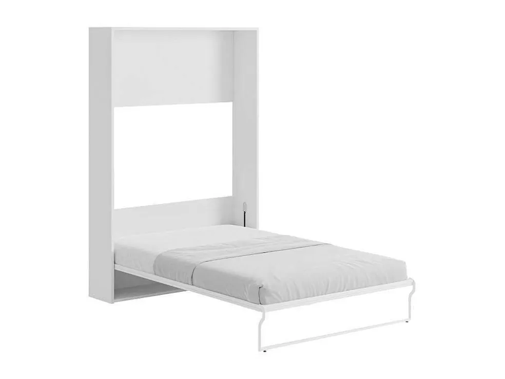 Vente-unique Cama Embutida De 140 X 200 Cm Abertura Vertical Manual Branco + Colchão - Malina Ii* Cama Rebatível