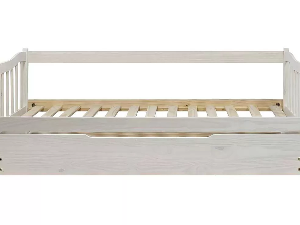 Venprodin Cama Gaucha Em Pinho Macico Branco Para Cama Branca - 90X190* Cama Dupla