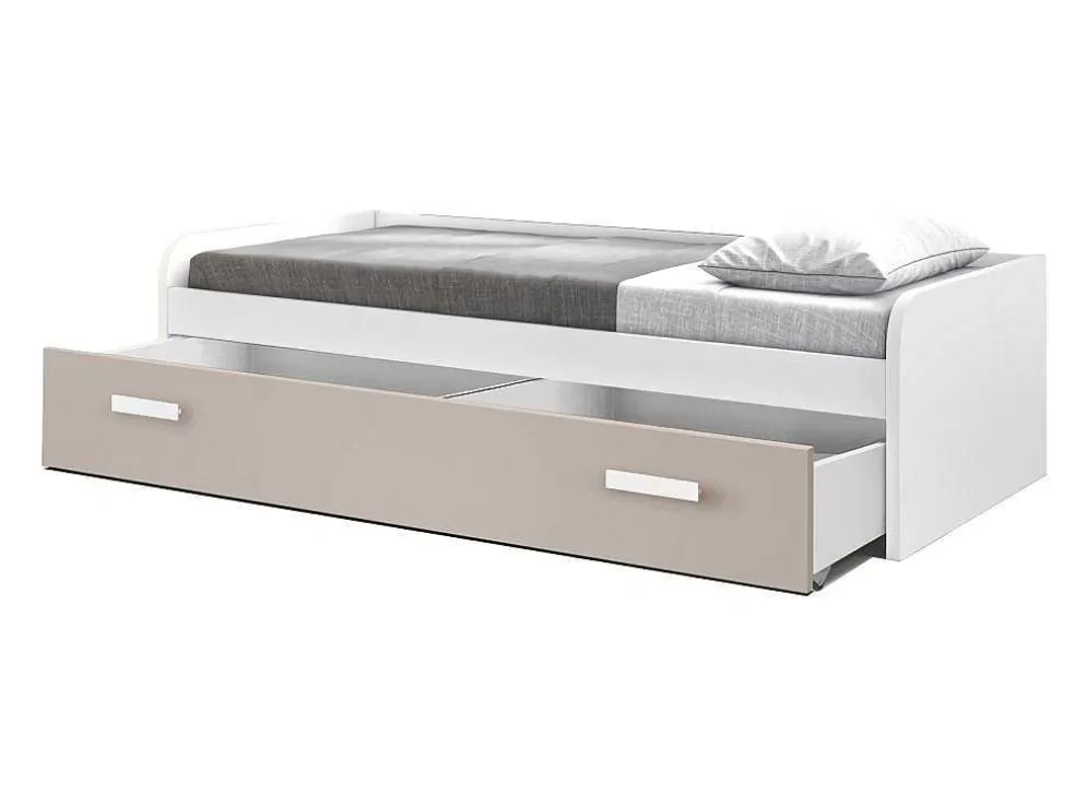 Venprodin Cama Gaveta - 90 Cm 54X190X98Cm - Branco-Cappuccino* Cama Dupla