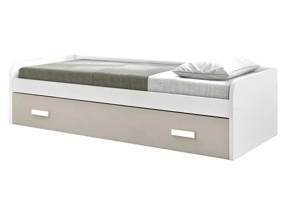 Venprodin Cama Gaveta - 105 Cm 54X190X113Cm - Branco-Cappuccino* Cama Com Arrumação