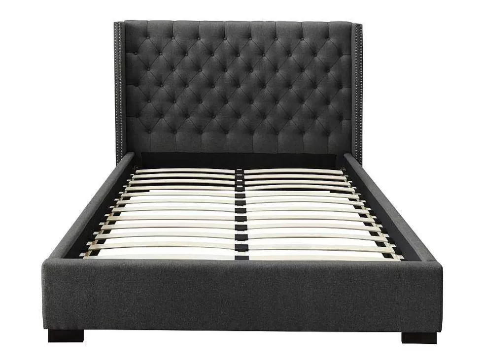 Vente-unique Cama Massimo Cabeceira De Cama Em Capitone - 160X200Cm - Tecido Cinza* Cama De Adulto