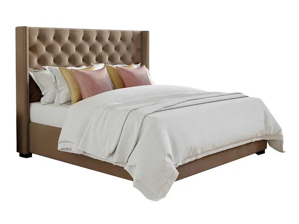 Vente-unique Cama Massimo Cabeceira De Cama Em Capitone- 160X200Cm- Tecido Bege* Cama De Adulto