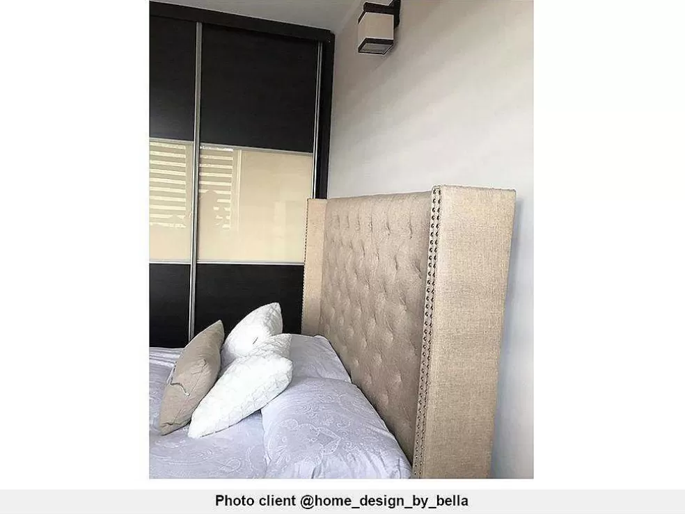 Vente-unique Cama Massimo Cabeceira De Cama Em Capitone- 160X200Cm- Tecido Bege* Cama De Adulto