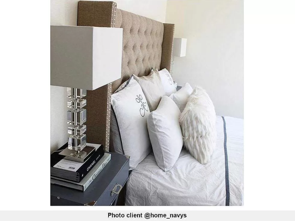 Vente-unique Cama Massimo Cabeceira De Cama Em Capitone- 160X200Cm- Tecido Bege* Cama De Adulto