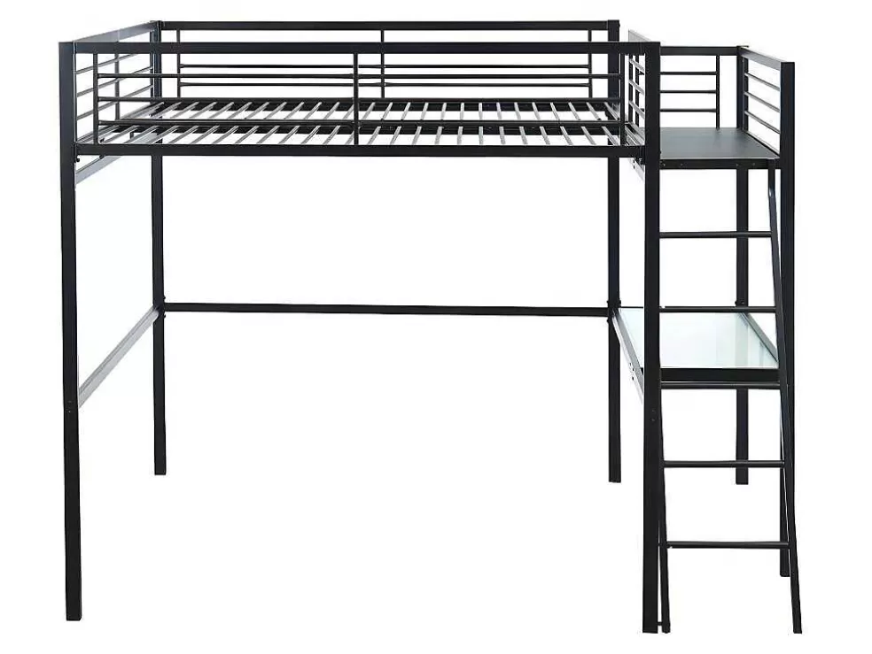 Vente-unique Cama Mezzanine Com Plataforma De Secretária Antracite Casual + Colchão 140X190 Cm Zeus* Cama Alta
