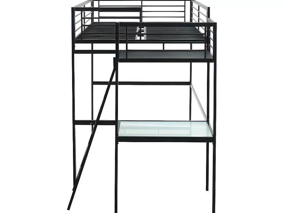 Vente-unique Cama Mezzanine Com Plataforma De Secretária 140X190 Cm Antracite - Casual Ii* Cama Alta