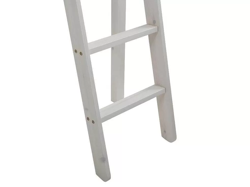 Vente-unique Cama Mezzanine Com Secretária 90X190 Cm Em Pinho Macico Esbranquicado + Colchão - Gedeon* Cama Alta