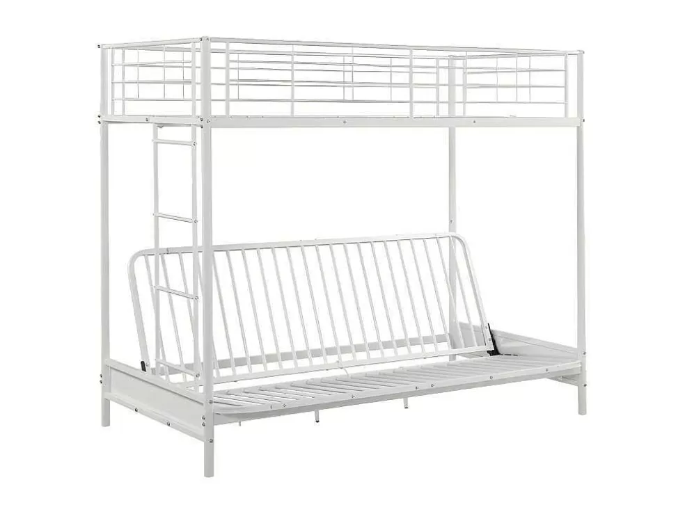 Vente-unique Cama Mezzanine 90X190 Cm Com Sofá Convertivel Em Metal Branco - Modulo Iv* Cama Alta
