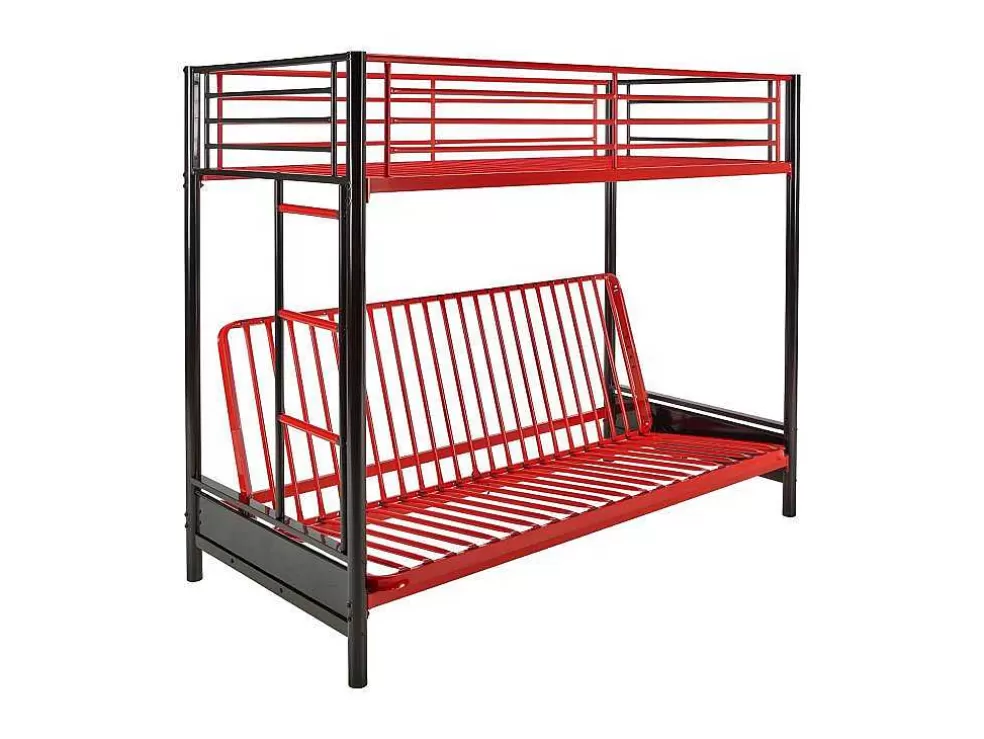 Vente-unique Cama Mezzanine 90X190 Cm Com Sofá Convertivel Em Metal Preto E Vermelho - Modulo Iv* Cama Alta