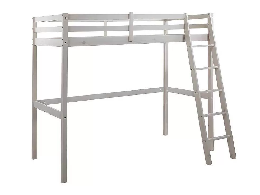 Vente-unique Cama Mezzanine 90X190 Cm Em Pinho Macico Esbranquicado + Colchão - Gedeon* Cama Alta
