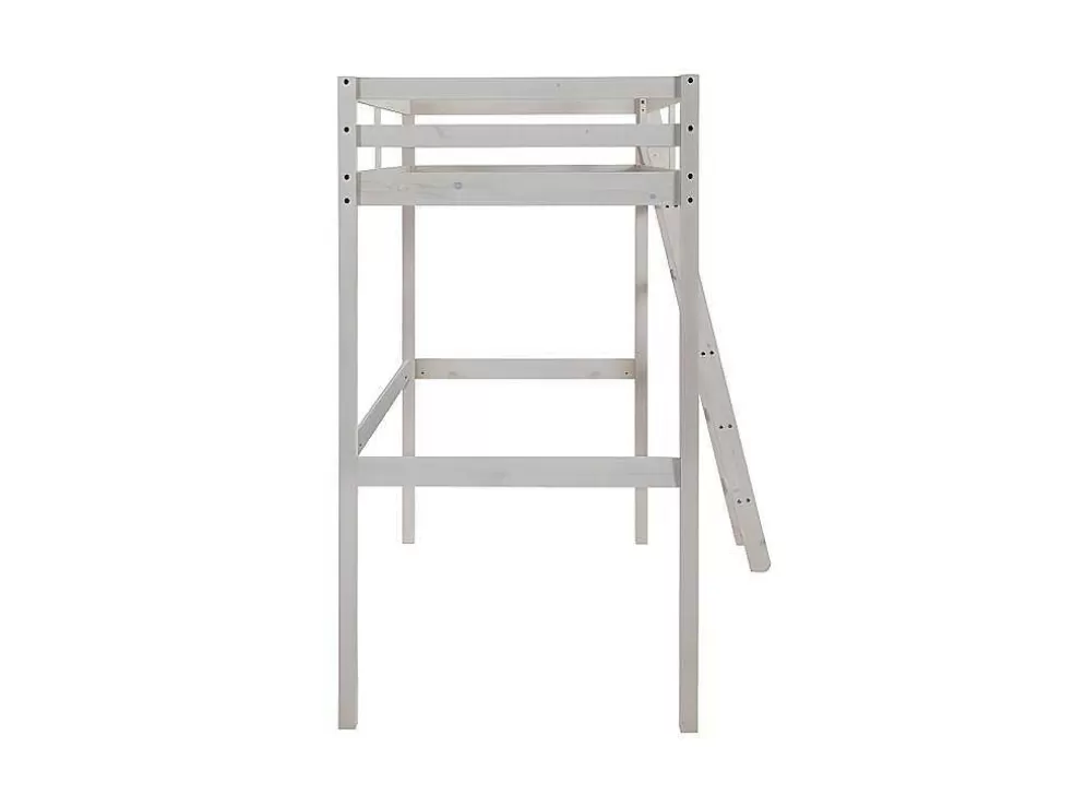Vente-unique Cama Mezzanine 90X190 Cm Em Pinho Macico Esbranquicado + Colchão - Gedeon* Cama Alta