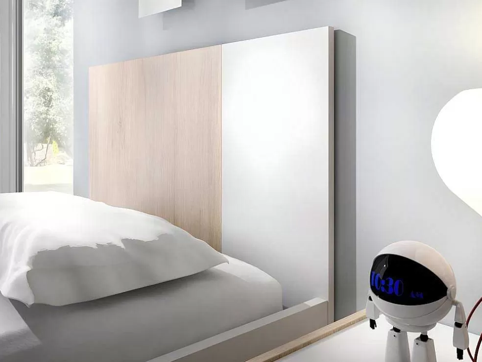 Vente-unique Cama Para Crianças 2X90X190 Cm Em Natural E Branco + Sommier + Colchões - Sonia* Cama Dupla