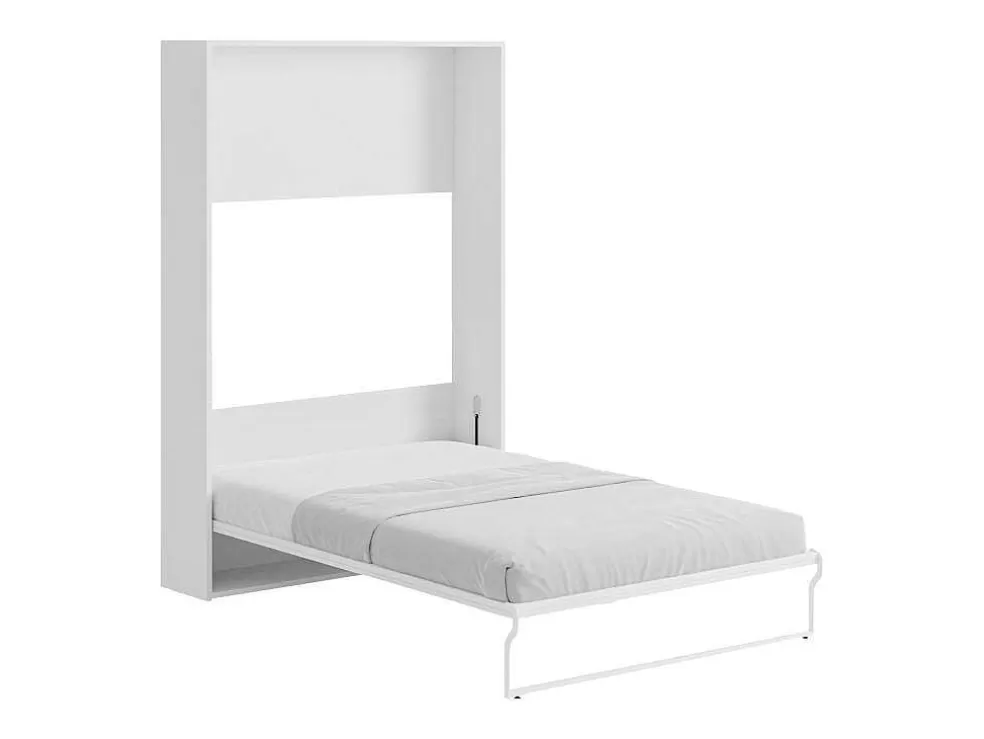 Vente-unique Cama Rebatível 140X200 Cm Abertura Vertical Manual Branco E Cinza - Malina Ii* Cama Rebatível