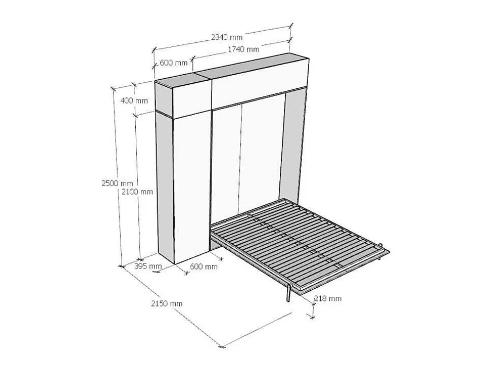 ITAMOBY Cama Retratil 160 Vertical Kentaro Com Armário Coluna E Armários Suspensos Cinza Branca* Cama Rebatível