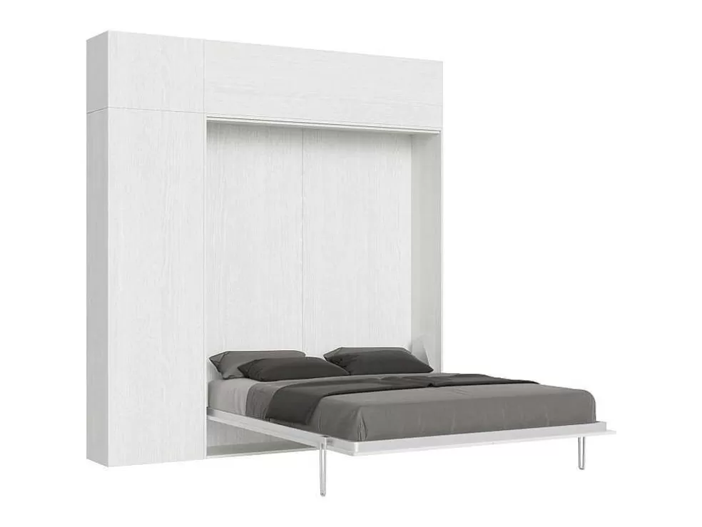 ITAMOBY Cama Retratil 160 Vertical Kentaro Com Armário Coluna E Armários Suspensos Cinza Branca* Cama Rebatível
