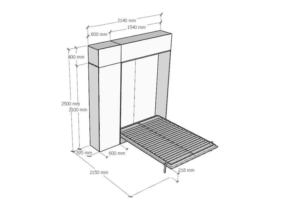 ITAMOBY Cama Retratil 140 Vertical Kentaro Com Armário Coluna E Armários Suspensos Nogueira* Cama Rebatível