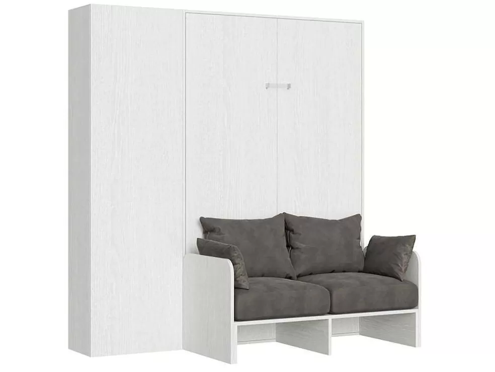 ITAMOBY Cama Retratil 140 Vertical Kentaro Sofá Com Armário Coluna Cinza Branca - Alessia 20* Cama Rebatível