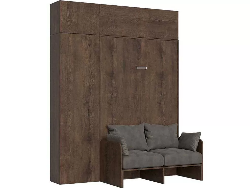 ITAMOBY Cama Retratil 120 Vertical Kentaro Sofá Com Armário Coluna E Armários Suspensos Nogueira - Alessia 20* Cama Rebatível