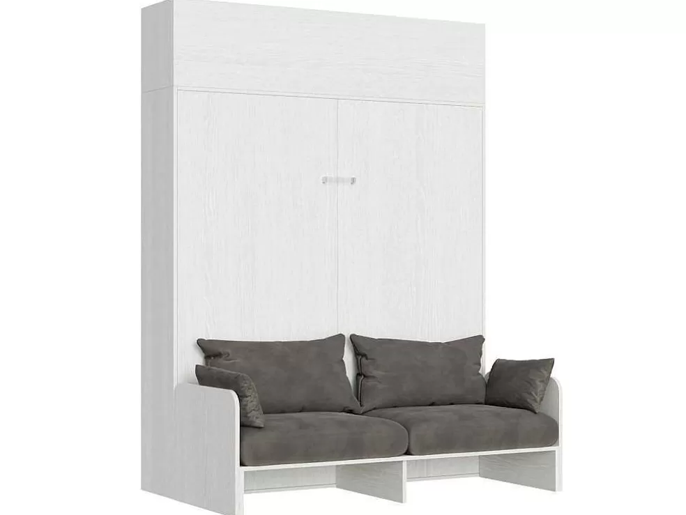 ITAMOBY Cama Retratil 160 Vertical Kentaro Sofá Com Armário Suspenso Cinza Branca - Alessia 20* Cama Rebatível