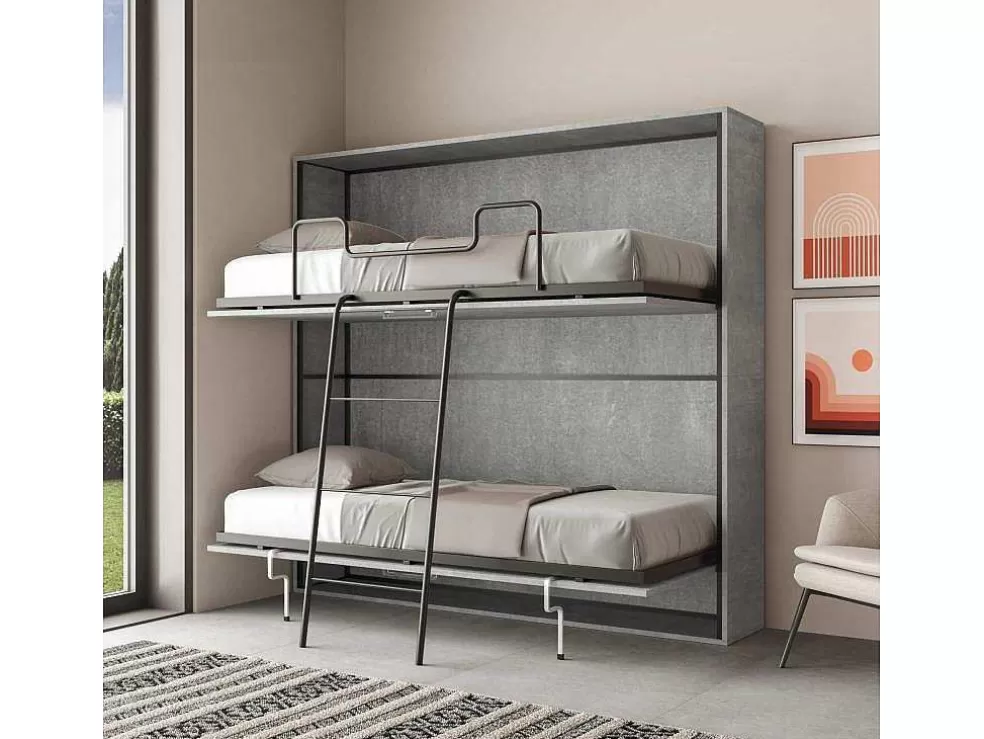 ITAMOBY Cama Retratil Beliche Solteiro Horizontal Kando Com Colchões Cimento* Cama Rebatível