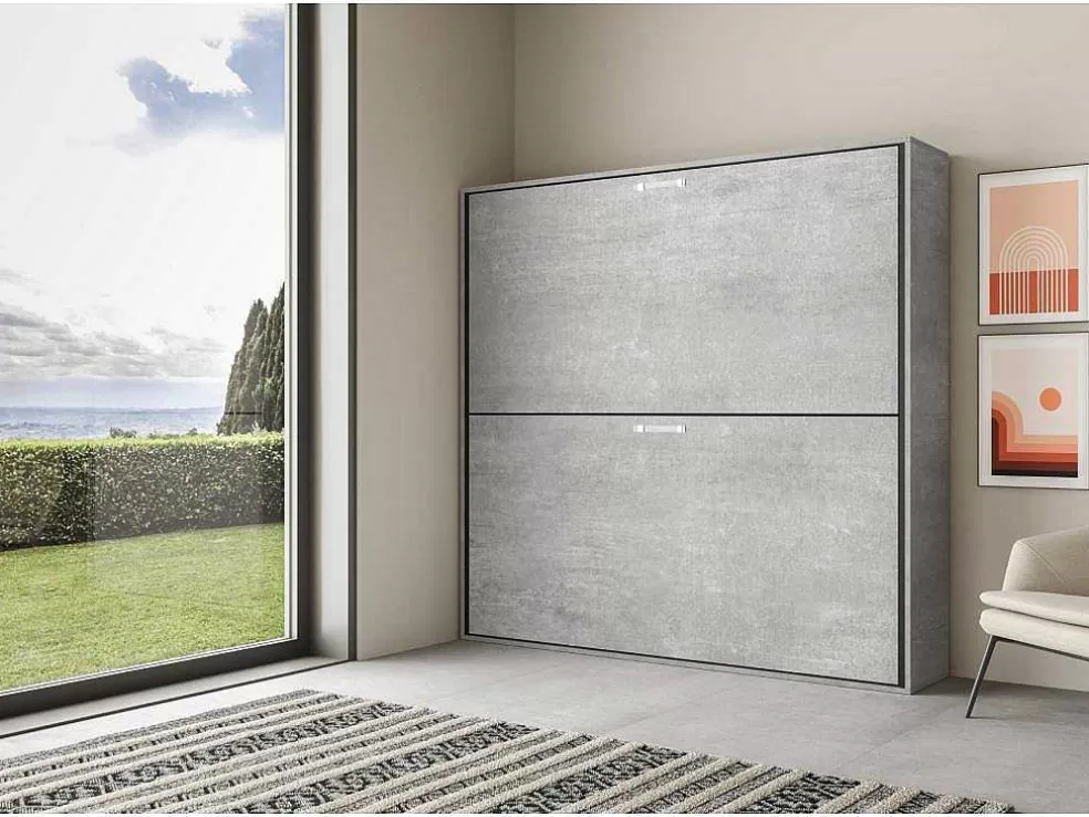 ITAMOBY Cama Retratil Beliche Solteiro Horizontal Kando Com Colchões Cimento* Cama Rebatível