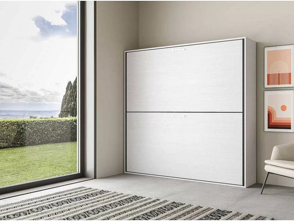 ITAMOBY Cama Retratil Beliche Solteiro Horizontal Kando Com Colchões Cinza Branca* Cama Rebatível