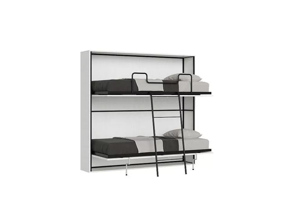 ITAMOBY Cama Retratil Beliche Solteiro Horizontal Kando Com Colchões Cinza Branca* Cama Rebatível