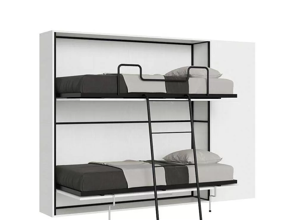 ITAMOBY Cama Retratil Beliche Solteiro Horizontal Kando Com Colchões Composicao H Cinza Branca* Cama Rebatível