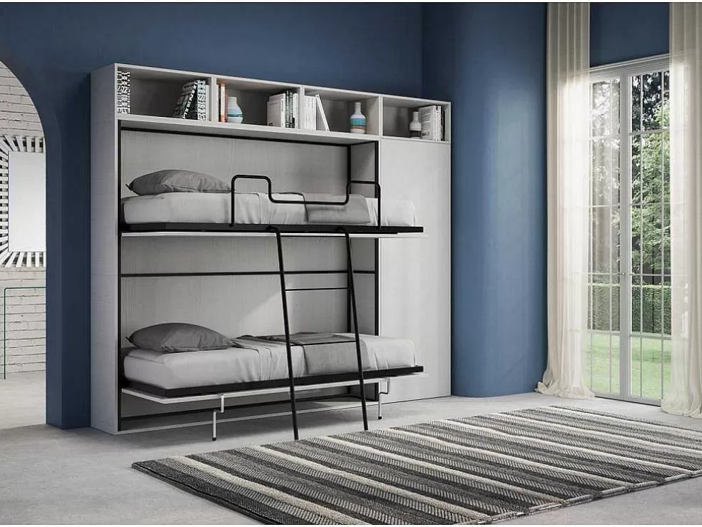 ITAMOBY Cama Retratil Beliche Solteiro Horizontal Kando Com Colchões Composicao I Cinza Branca* Cama Rebatível