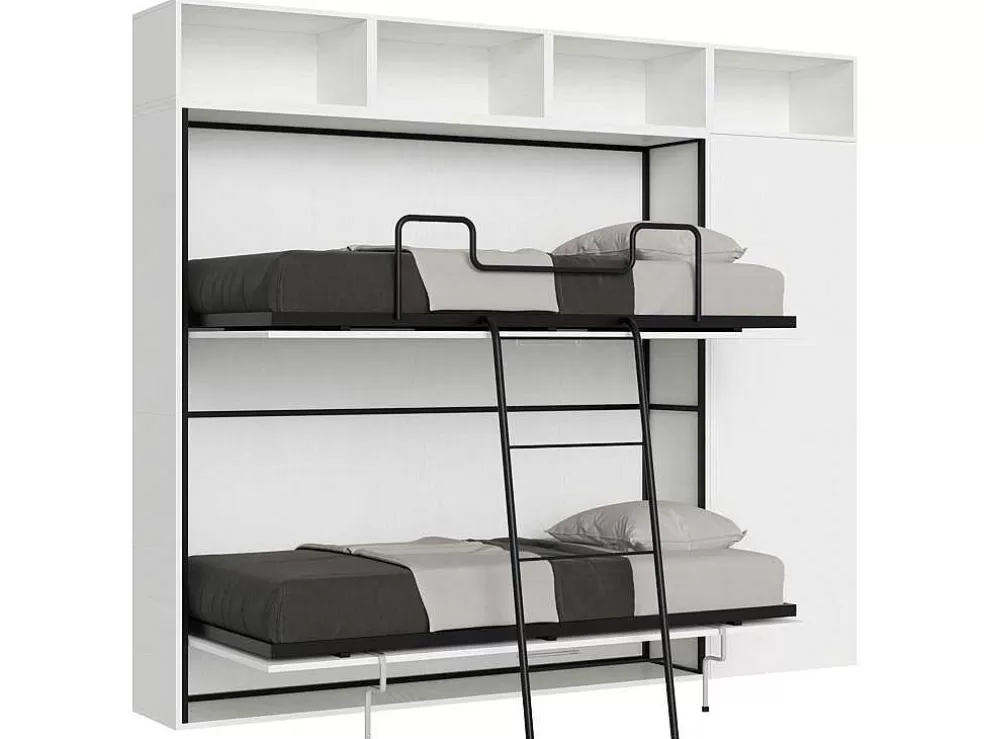 ITAMOBY Cama Retratil Beliche Solteiro Horizontal Kando Composicao I Cinza Branca* Cama Rebatível