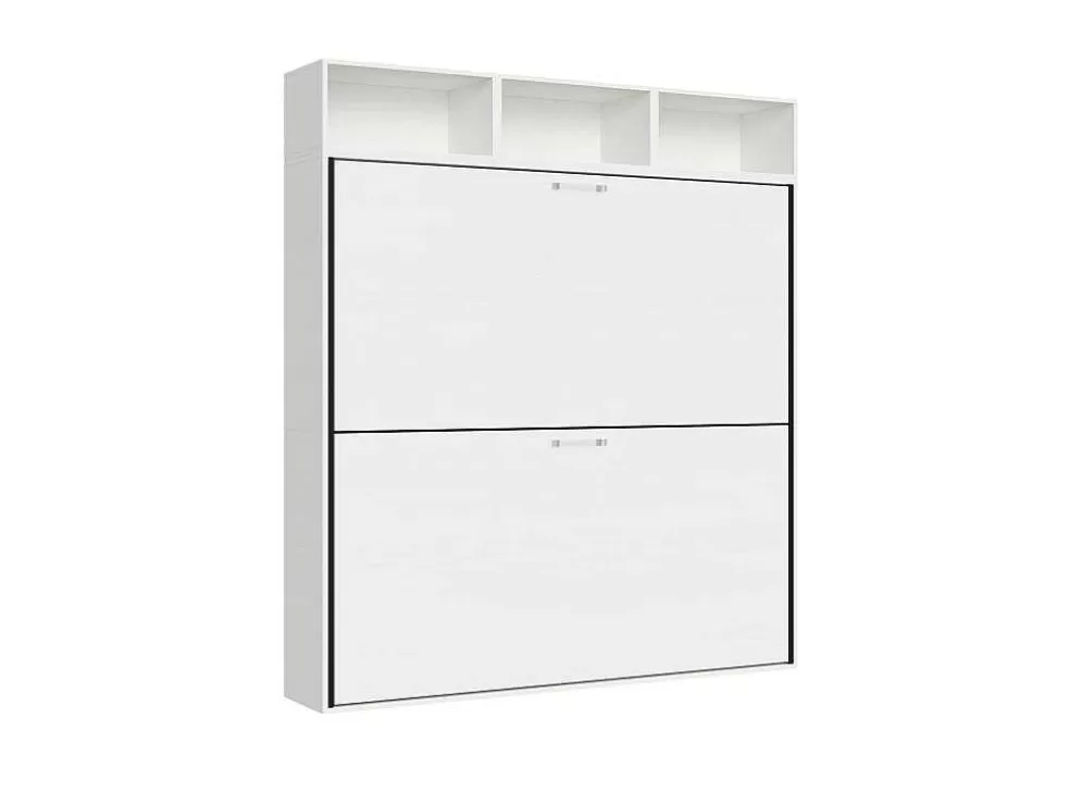 ITAMOBY Cama Retratil Beliche Solteiro Horizontal Kando Composicao L Cinza Branca* Cama Rebatível