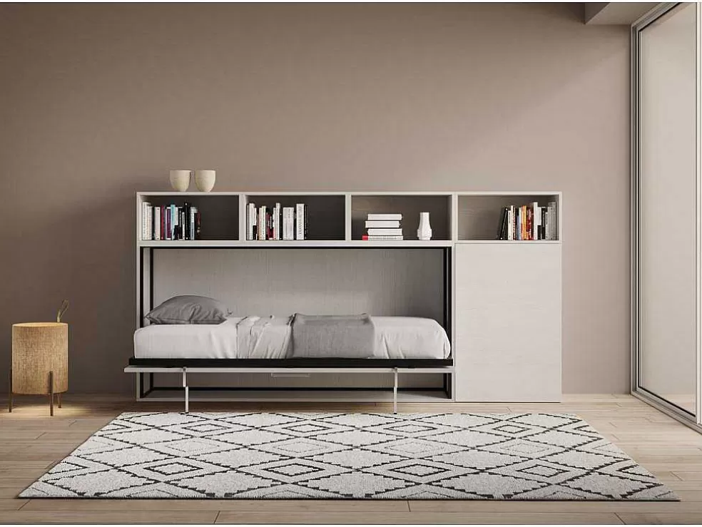 ITAMOBY Cama Retratil Solteiro Horizontal Kando Com Colchão Composicao A Cinza Branca* Cama Rebatível