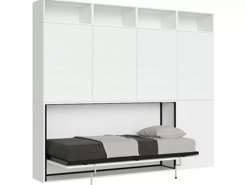 ITAMOBY Cama Retratil Solteiro Horizontal Kando Com Colchão Composicao B Cinza Branca* Cama Rebatível