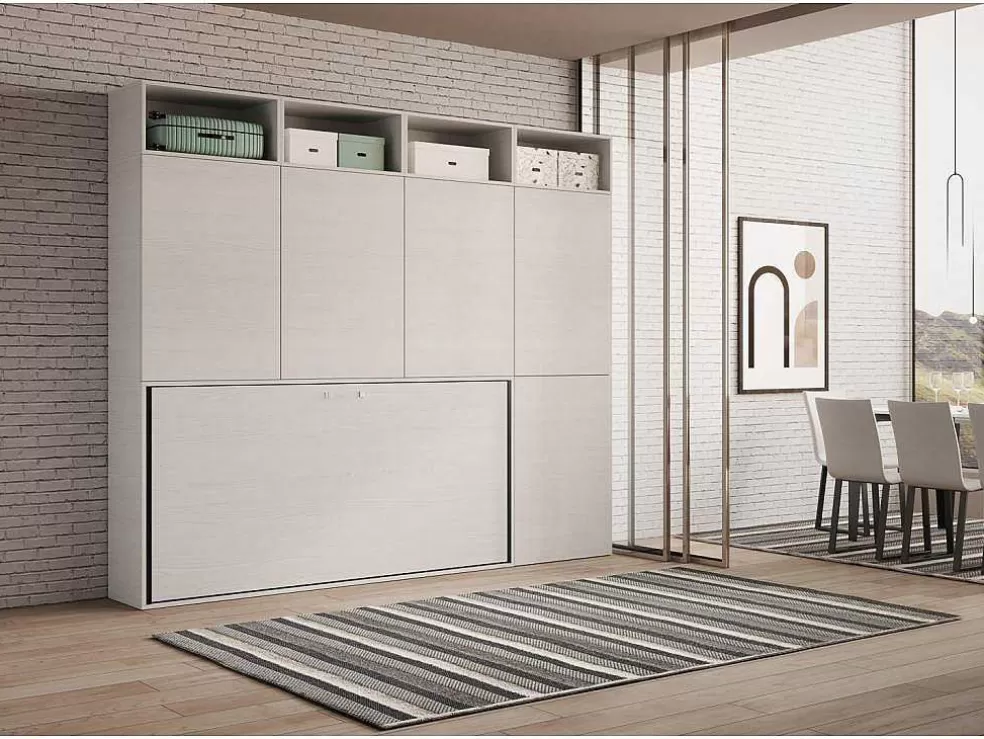 ITAMOBY Cama Retratil Solteiro Horizontal Kando Com Colchão Composicao B Cinza Branca* Cama Rebatível