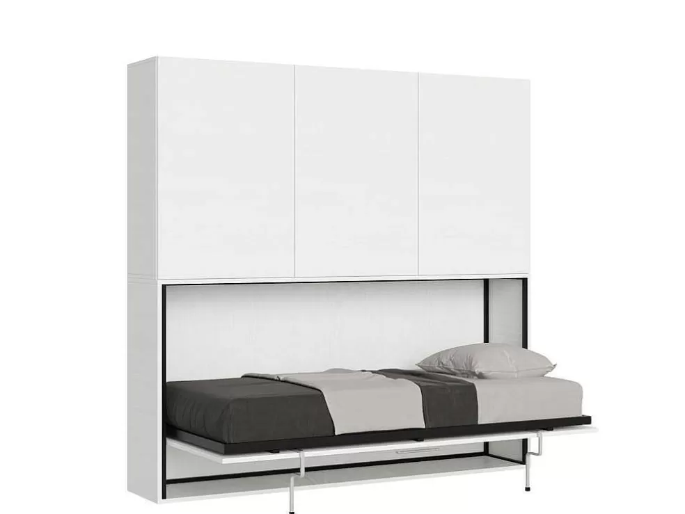 ITAMOBY Cama Retratil Solteiro Horizontal Kando Com Colchão Composicao D Cinza Branca* Cama Rebatível