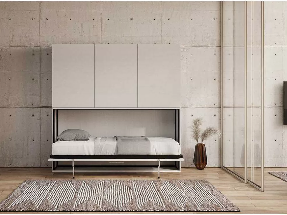 ITAMOBY Cama Retratil Solteiro Horizontal Kando Com Colchão Composicao D Cinza Branca* Cama Rebatível