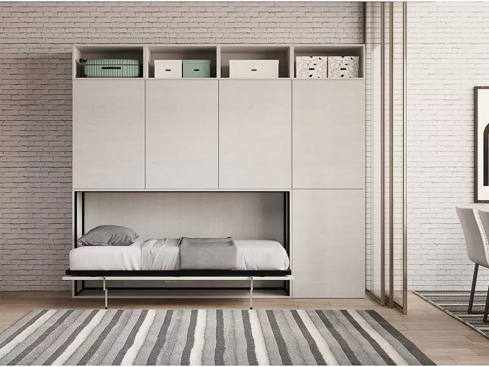 ITAMOBY Cama Retratil Solteiro Horizontal Kando Composicao B Cinza Branca* Cama Rebatível